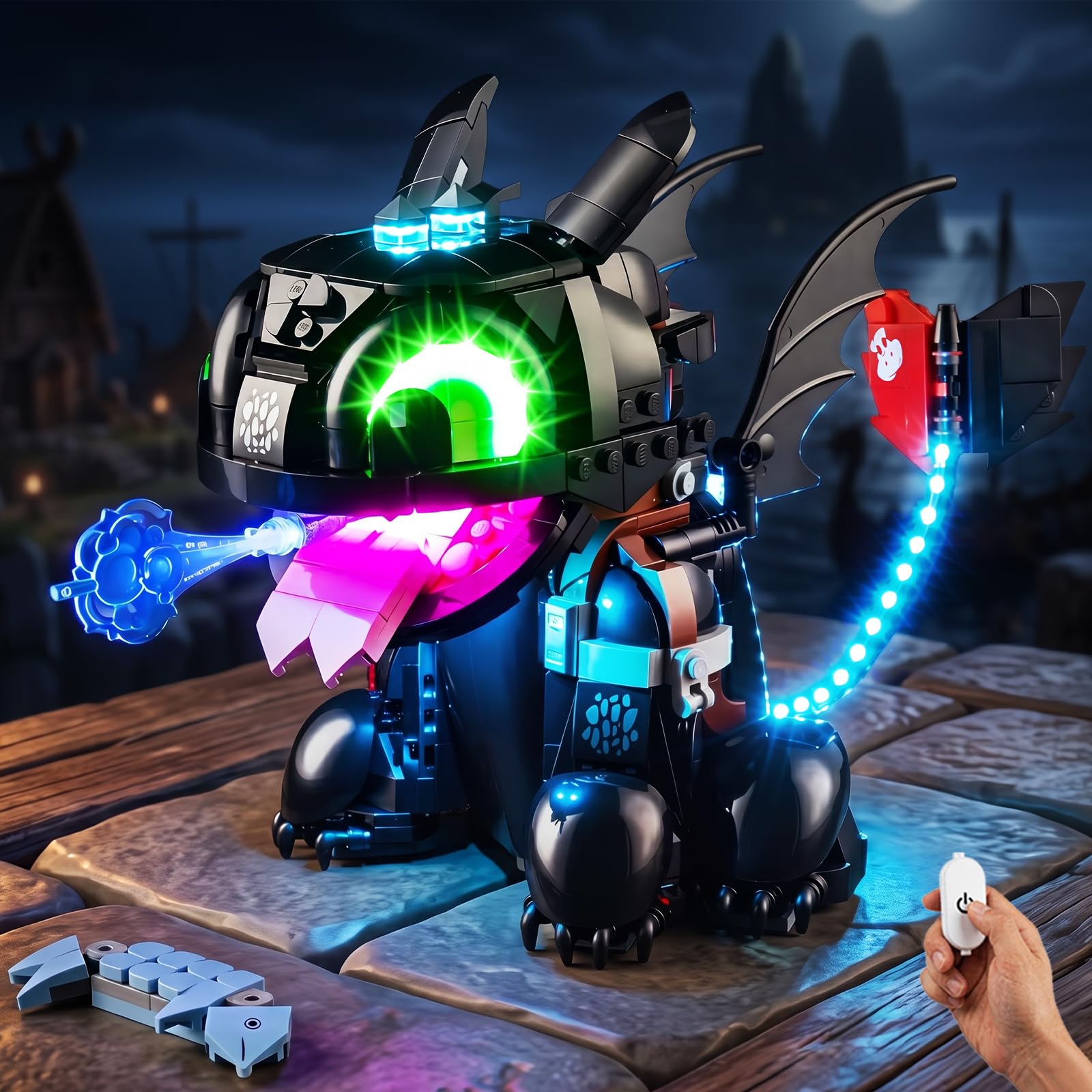 BrickSoul LED Light Kit Compatible with Lego 10375, Adjustable Brightness Lighting Kits Compatible with How to Train Your Dragon: Toothless, Lights Only (Model Not Included), Touch Version-image-19