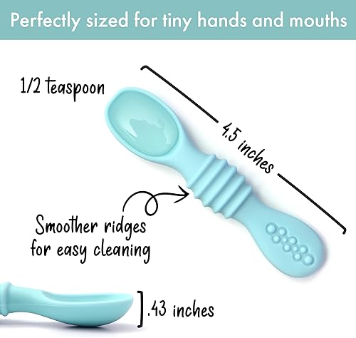 Vista 31 de PrimaStella Juego de cucharas masticables de silicona para bebés y niños pequeños, seguridad probada, sin BPA, apta para microondas, lavavajillas