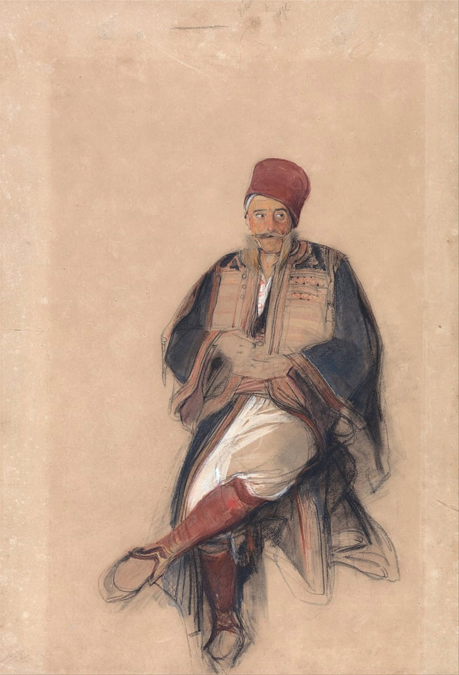 ARTXLXXBN Famous Painting Canvas Artwork Graffiti Print Seated Turk by John Frederick Lewis Portrait Canvas Image for Home Decor 60x90cm