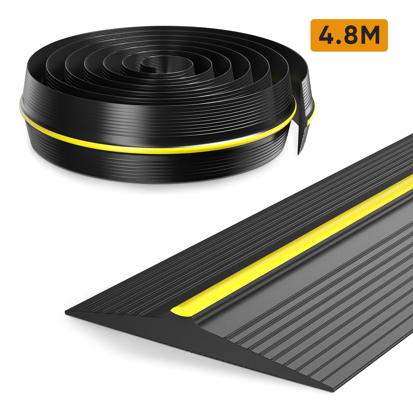 Sello de umbral de puerta de garaje 4.8m/13mm Burlete para Puerta de Garaje goma multiusos para puerta de garaje fácil de cortar resistente a la intemperie puede evitar que el agua la lluvia