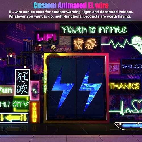 Miniatura 6 de Luces de neón de alambre EL, 5 en 1 (3.28 pies cada uno), juego de cables electroluminiscentes para vacaciones, fiestas, decoración de bricolaje,