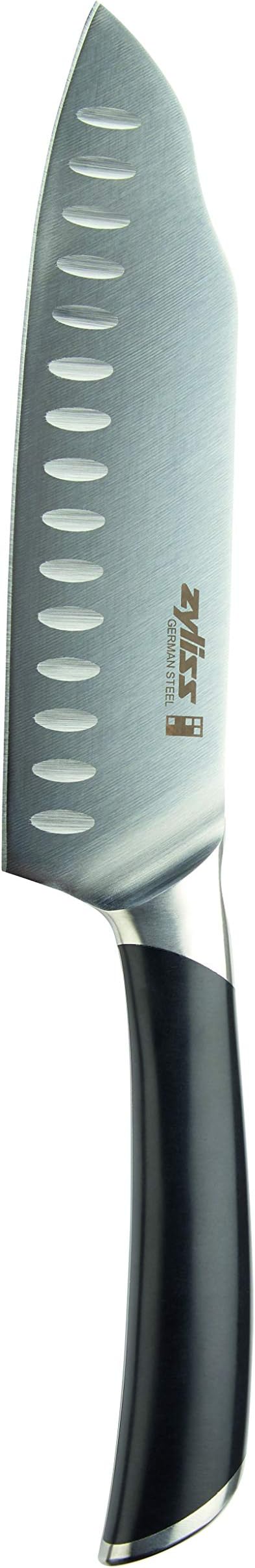 Zyliss Comfort Pro Santoku Knife, 18 cm/7 Inch, Forged German Stainless Steel, Antibacterial Black Handle with Finger Rest, Professional Kitchen Knife/Vegetable Knife/Sushi Knife, Dishwasher Safe