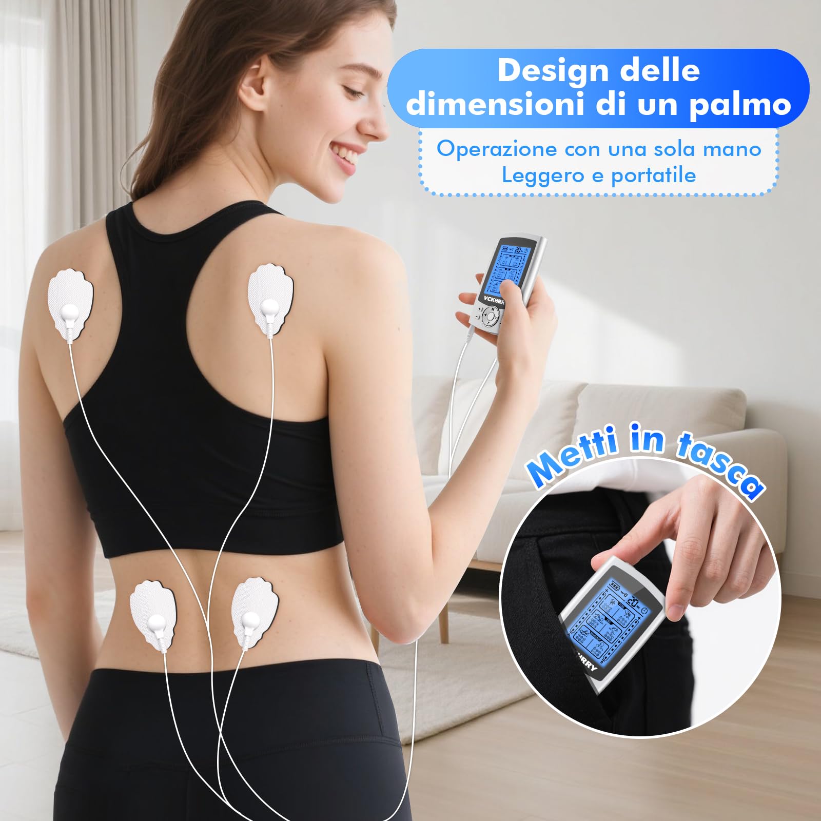 Elettrostimolatore Muscolare TENS EMS 3 in 1 per Costruire Muscoli, Allenamento EMS, Funzione Massaggio, 2 Canali e 36 Programmi, 20 Livelli di Intensità, 10 Pezzi di Elettrodi TENS