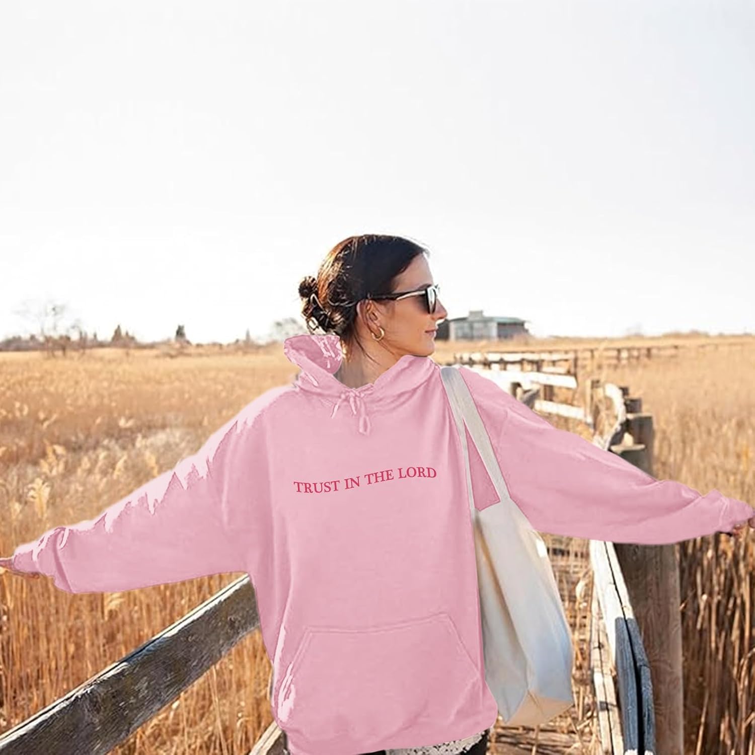 Tuislay Trust In The Lord Graphic Hoodies Christian Faith Sweatshirts For Women Bible Verse Religious Hoodie Pullover Tops