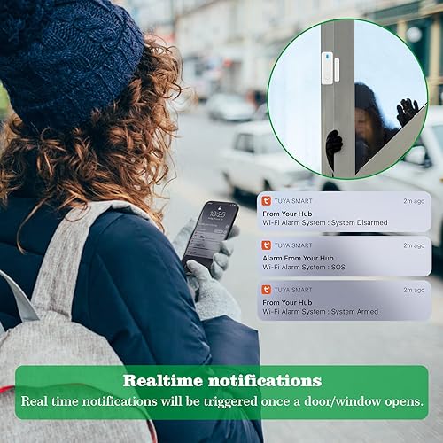 Miniatura 6 de Sistema de alarma para seguridad del hogar, alarmas de puerta para seguridad de los niños con aplicación, kit inalámbrico de 16 piezas HUB, sensor