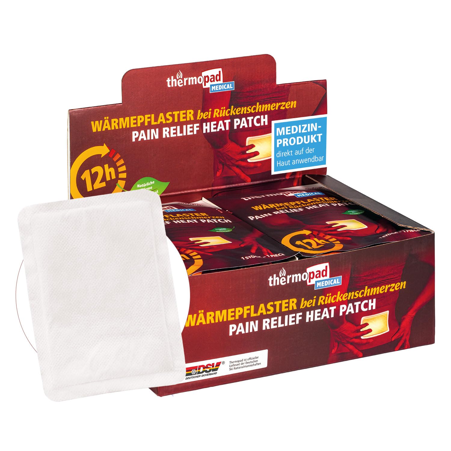 THERMOPAD Medical Lot de 30 pansements chauffants médicaux pour maux de dos – 5, 10 ou 30 pansements chauffants médicaux – Chaleur profonde pendant 12 heures pour soulager les tensions musculaires