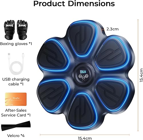Miniatura 6 de changenow Máquina de boxeo musical para adultos, máquina de entrenamiento de boxeo inteligente Bluetooth, entrenamiento de perforación de pared para