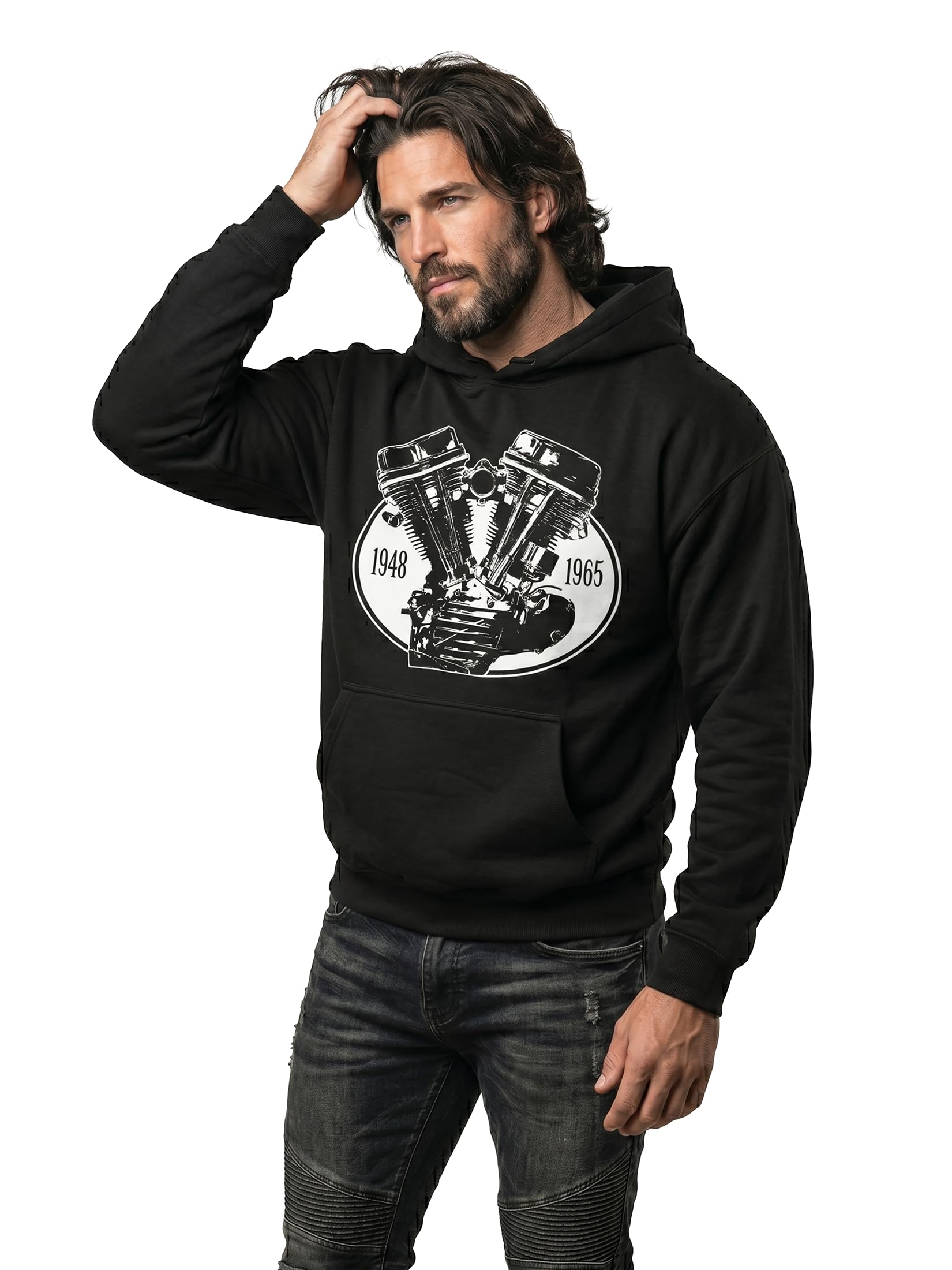 Makaya Pull Homme Marque Sweat A Capuche Cadeau Moto Motard