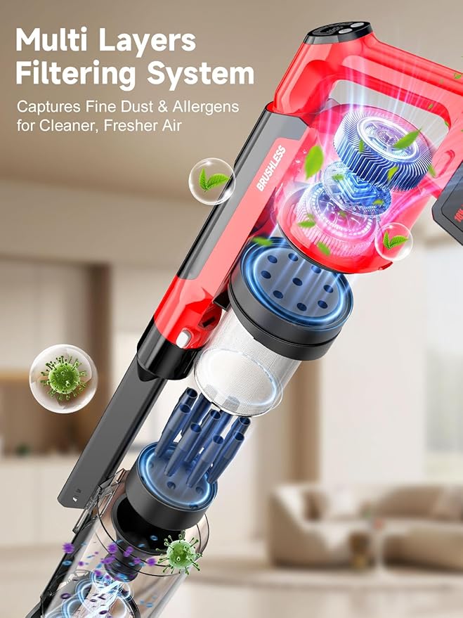 Aspiradora Inalámbrica Escoba 60KPa, Filtro HEPA, 70 Minutos miniatura 9