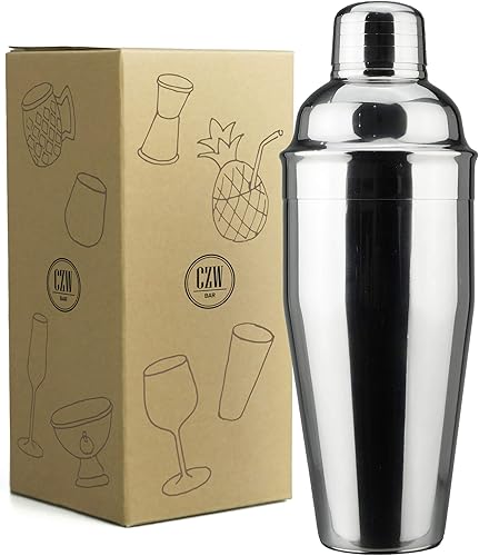 PG Coctelera profesional  Lata de Martini de acero inoxidable de 24 onzas con colador integrado y taza medidora, perfecta para mezclar bebidas
