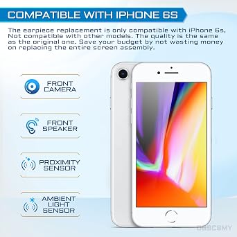 for iPhone 6s Front Camera Replacement 5MP 4.7 Repair Kit, OEM Earpiece Ear Speaker Replacement Module Part with Ambient Light Sensor Proximity Sensor Connector Fix Tools A1633 A1688 A1700