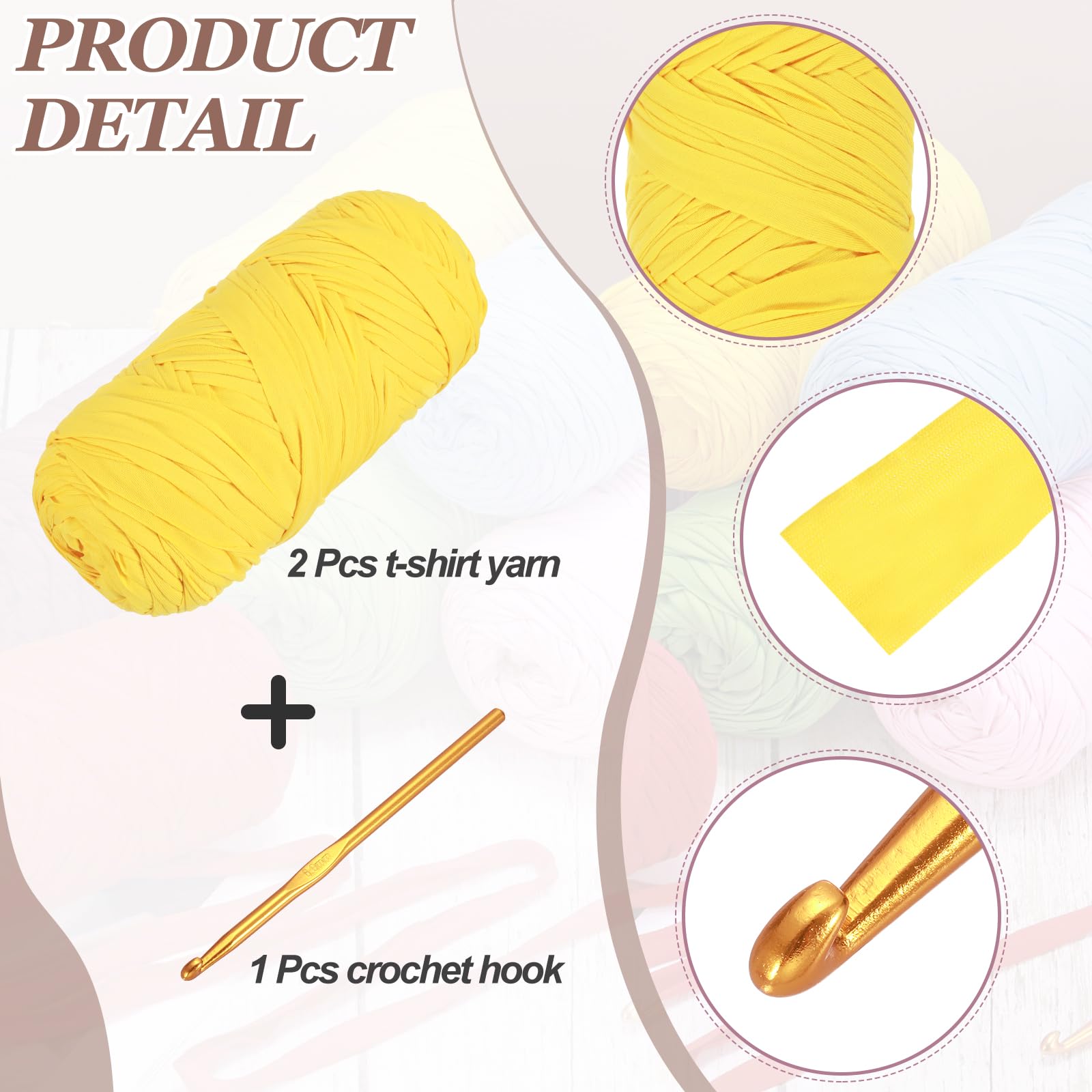 PATIKIL T-Shirt Yarn for Crocheting with 1 Crochet Hook - Image 3