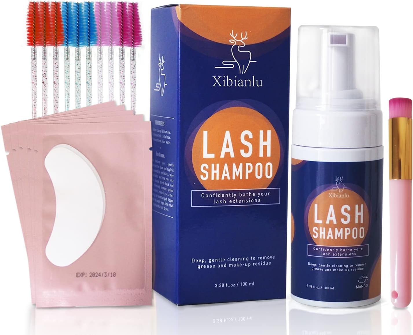 Eyelash Extension Shampoo TESTED and APPROVED by Lash Artists / 50 mL/Eyelid Foaming Cleanser/Wash for Extensions and Natural Lashes/Cruelty Free/Paraben Free/Makeup Remover