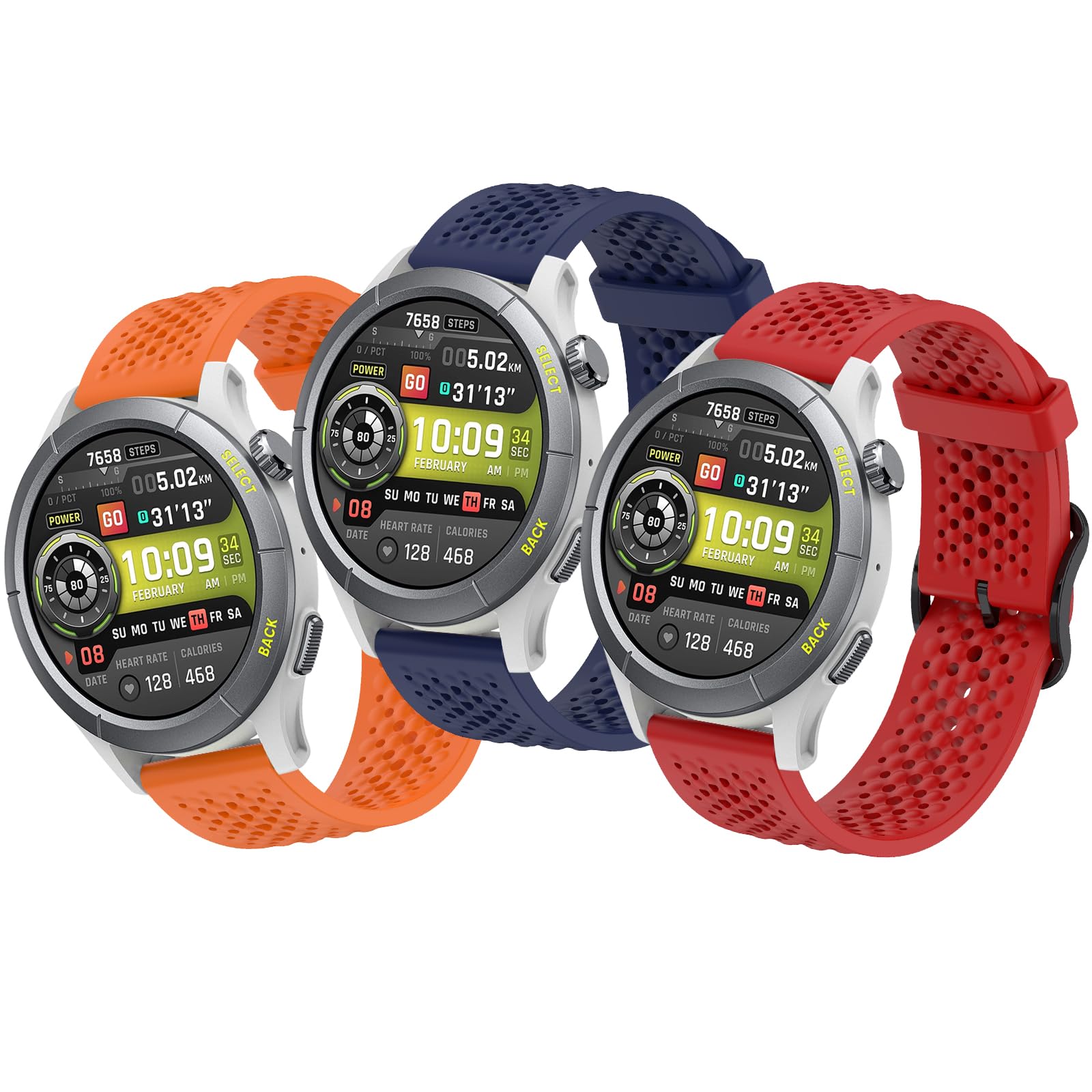 3 Correas Compatibles con Amazfit Balance, Cheetah (Pro) y Cheetah 2 Ultra | Correa de Silicona para Bip Max, Active Max,Deportiva Impermeable, Transpirable y Suave, para Hombres y Mujeres