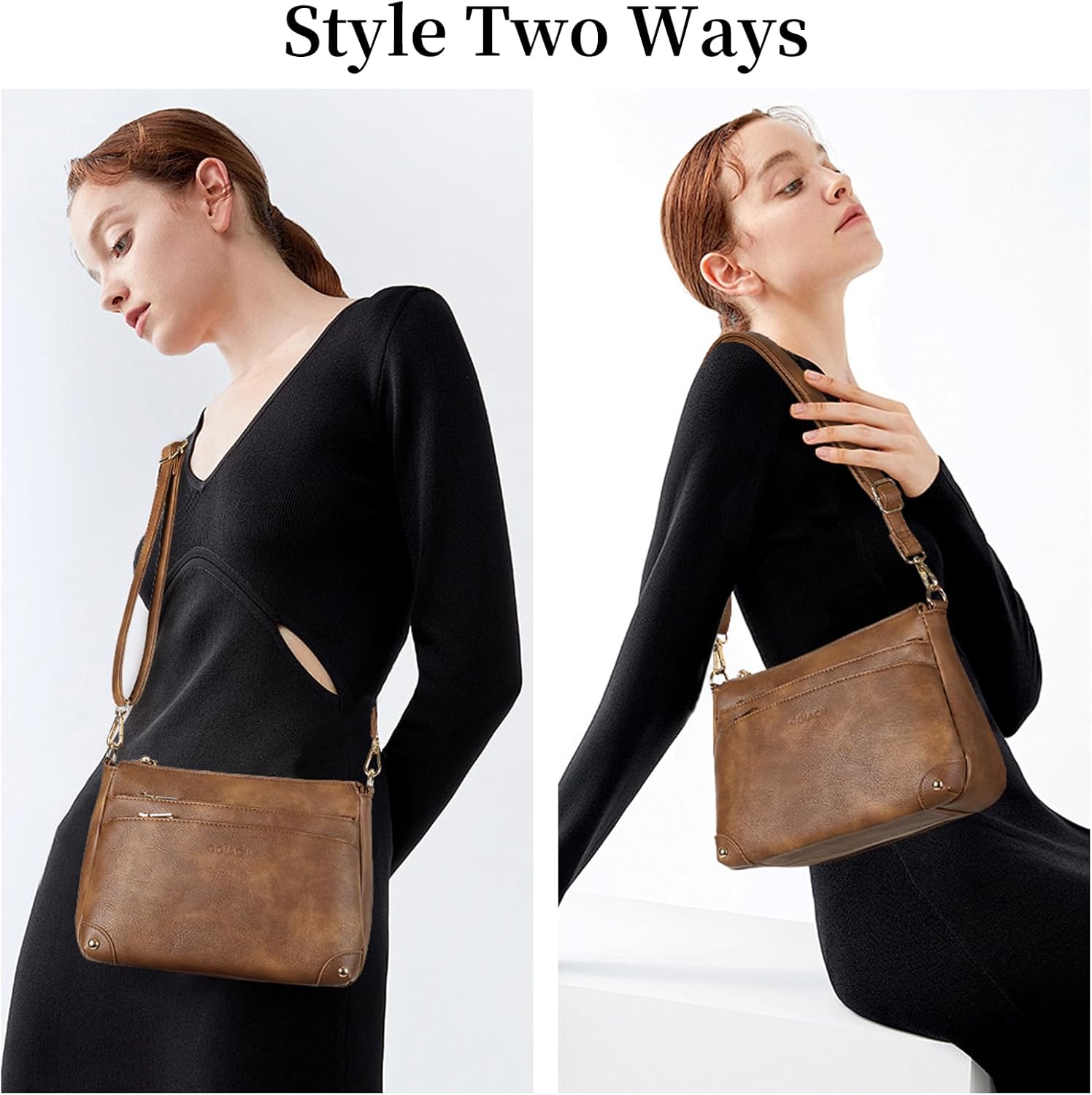 GOIACII Purse for Women Medium Crossbody Bags Multi Zipper Pocket Leather Shoulder Handbags - Image 2