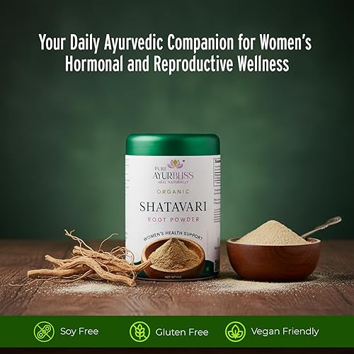 Miniatura 2 de PureAyurbliss Polvo de raíz de Shatavari 100% orgánico, equilibrio hormonal, bienestar menstrual, apoyo de fertilidad y vitalidad diaria para