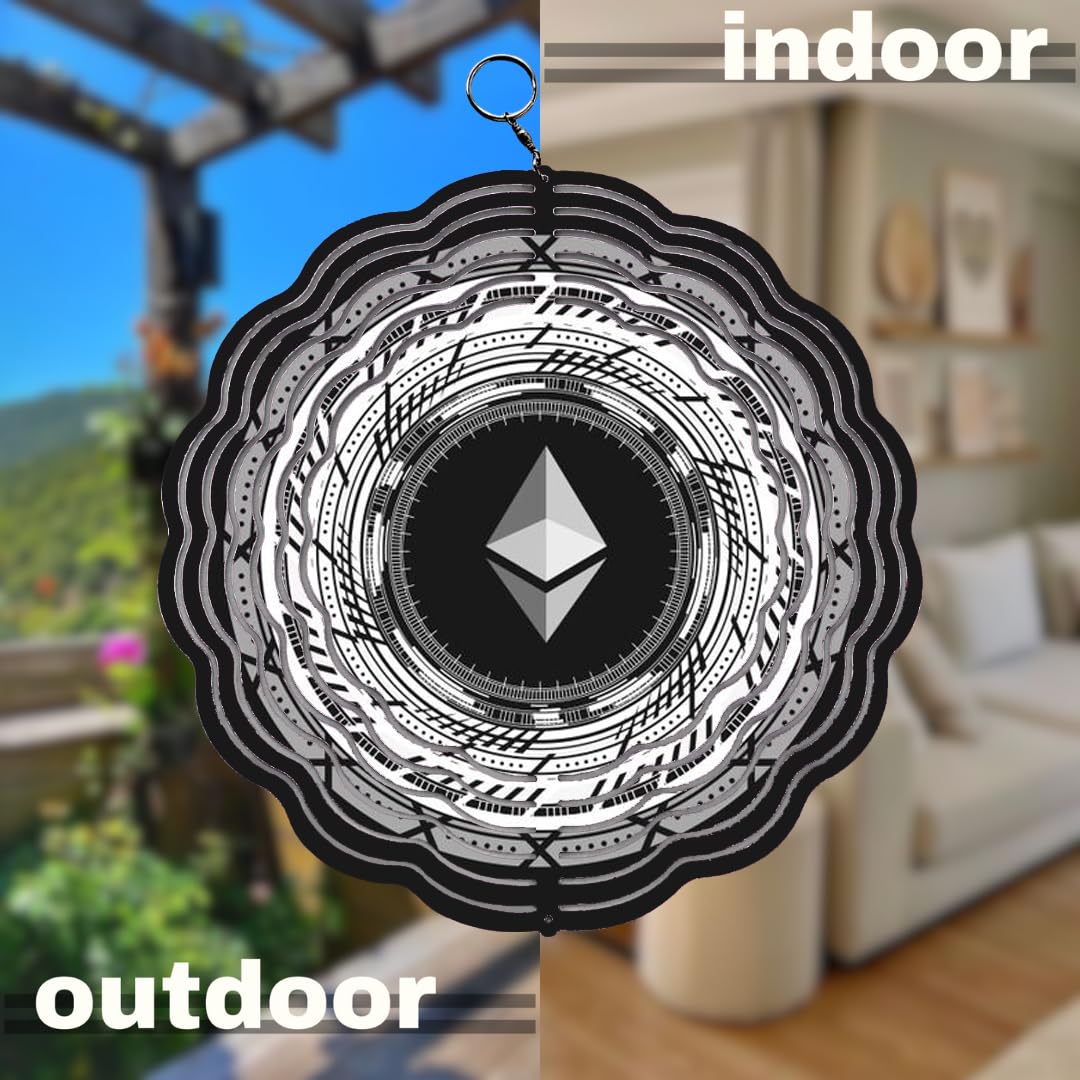 Amazon.com: Black and White Futuristic ETH Digital Currency Logo Design  Wind Spinner 10 inch for Garden Decor with Swivel Hook, Double Sided Circle  Hanging Wind Spinner Cryptocurrency Tree Hanger : Patio, Césped