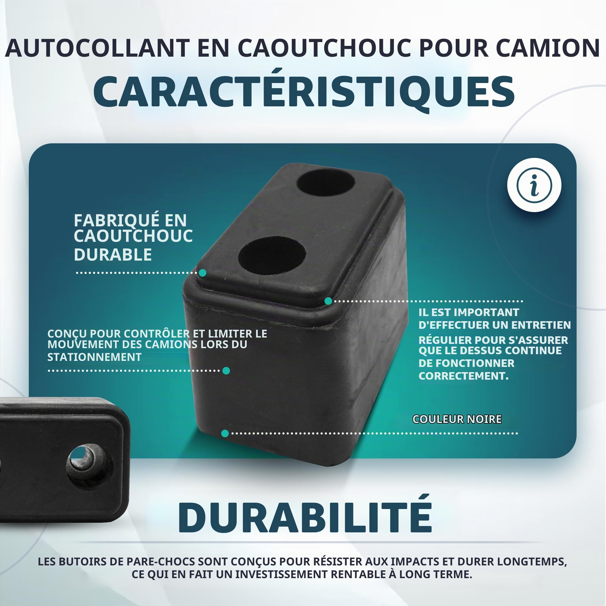 DOJA Barcelona | Tampon Caoutchouc Camion | Pack 2 | Butoir de Quai | 116x74x86mm | en Caoutchouc | Accessoire Remorque | pour Roue Remorque, Parking, Cale Porte, Rampe de Chargement, Cale Camping Car