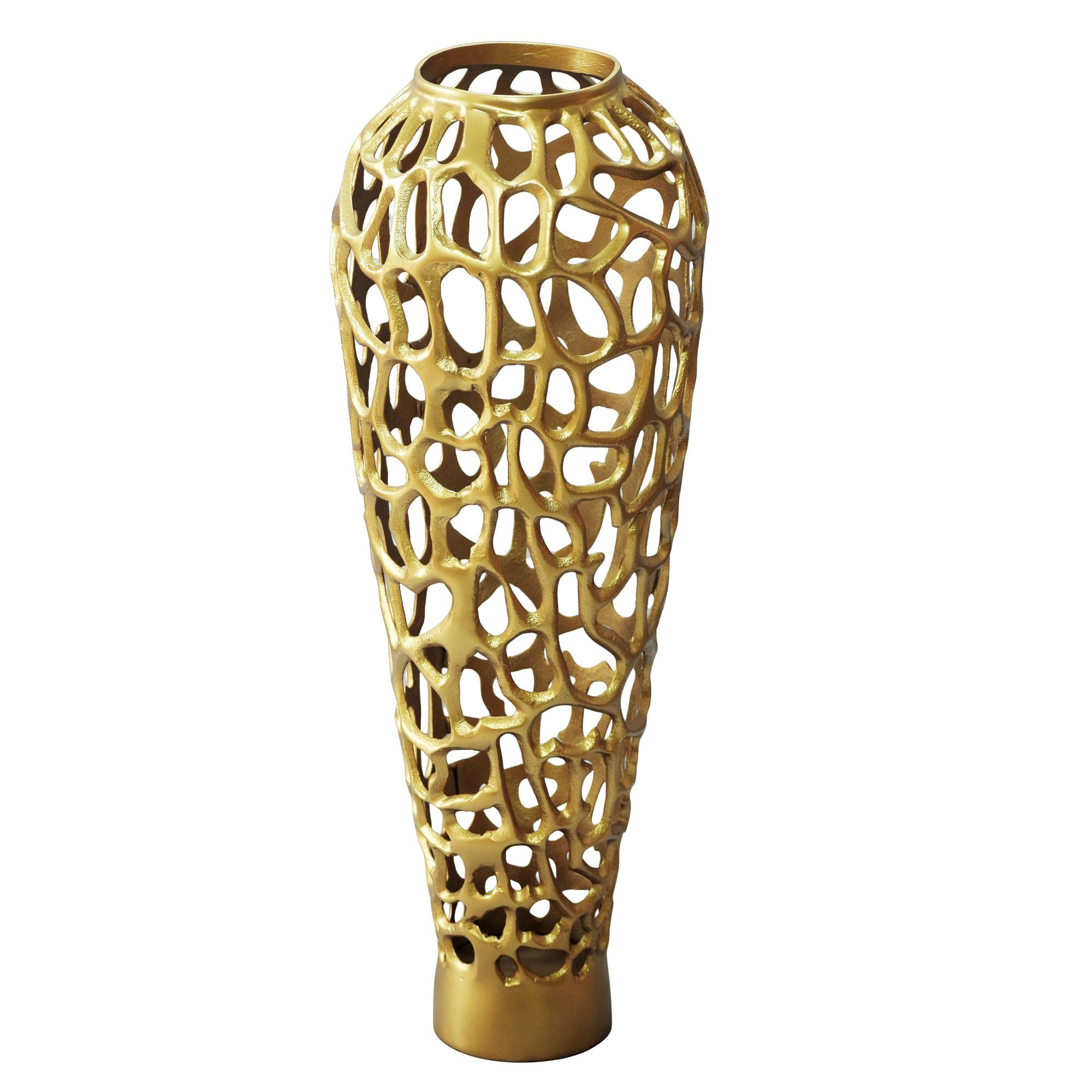 WOHNLING Bodenvase Aluminium 85cm Gold - Design Blumenvase Groß - Metallvase Modern - Dekovase rund für Trockenblumen - XXL Standvase Hoch - Wohnzimmer Deko - Wohndeko Handmade