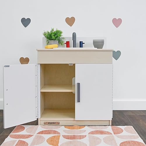 Children's Factory - Fregadero de cocina de madera para niños y niños pequeños, juego de simulación con diseño realista, muebles preescolares para