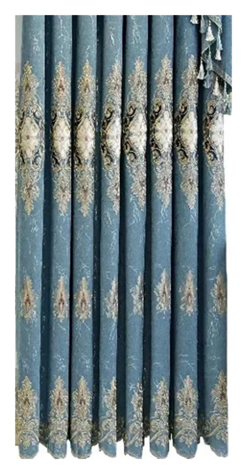 DHYUACN Living Room Curtains Embroidered Curtains for Living Room Bedroom Balcony Floor Court Thickened Blackout(Color 5,Rod,W200cm)