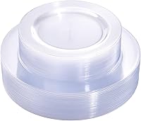 Vista 14 de FLOWERCAT 60PCS Light Blue Heavy Duty Plastic Disposable Party Plates Set – 30pcs 10.25″ Dinner & 30pcs 7.5″ Dessert Plates – Durable Blue Tableware