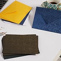 Vista 5 de 50 Piezas Sobres A7 de 5 x 7 pulgadas, verde oscuro, patrón de flores, sobres de correo de lujo con calcomanías doradas para invitaciones, bodas