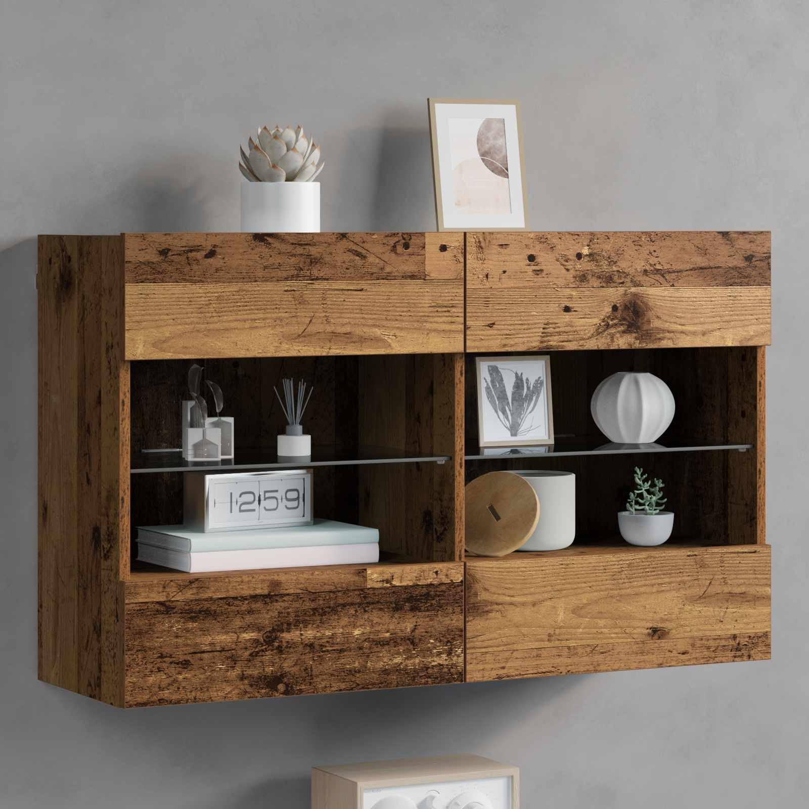 Meuble TV mural LED pour un salon moderne et chaleureux