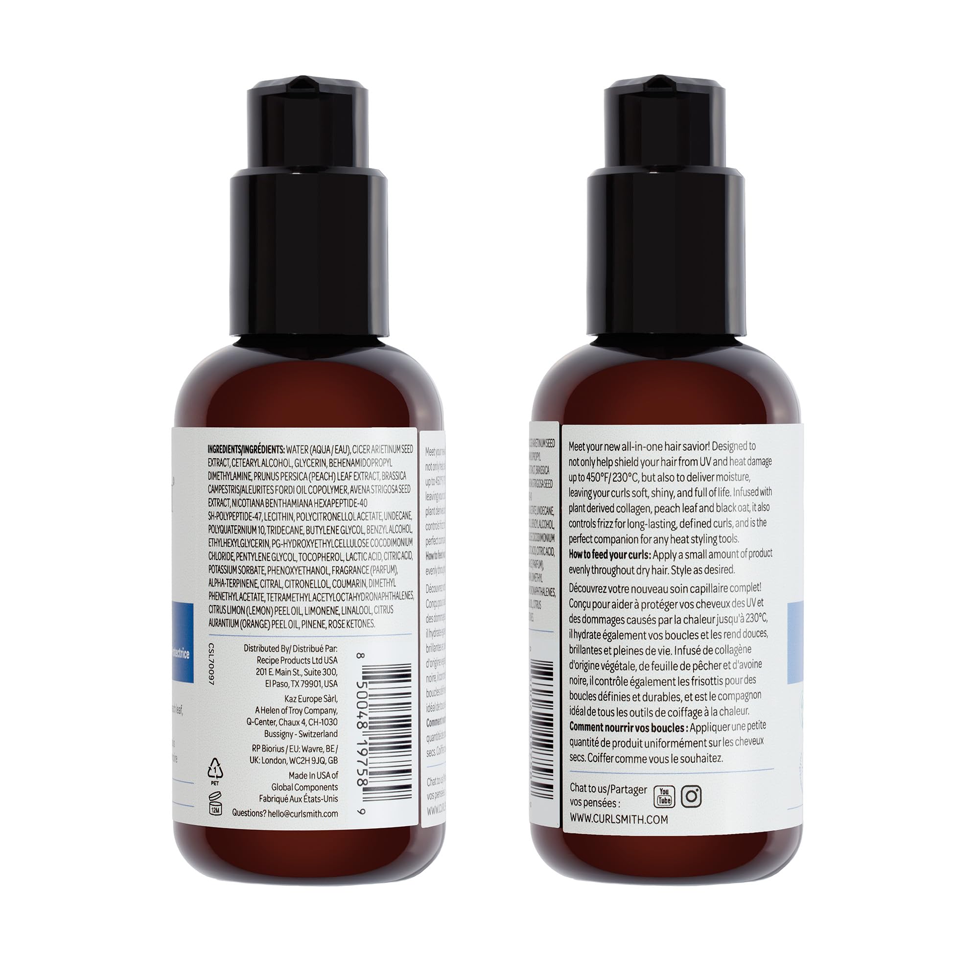 CURLSMITH CurlShield Cream - Multi-Benefit Heat Protection Cream, For Dry Styling - For All Curls, Coils & Waves (4.4 oz)