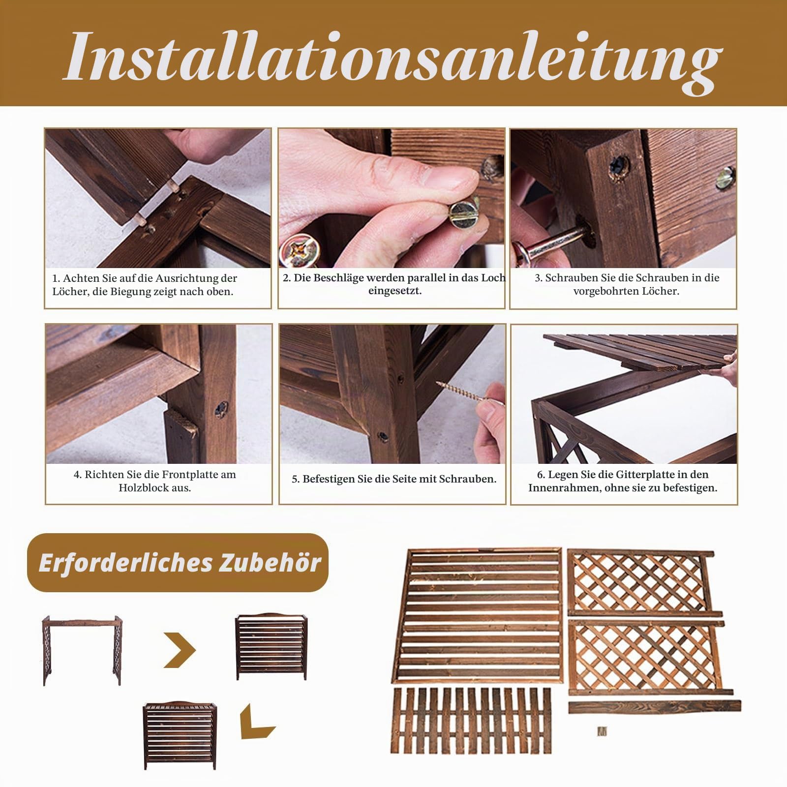Klimaanlage Abdeckung Holz Wärmepumpe Verkleidung Balkon Sichtschutz Holz Blumenständer Draußen Klimaanlage Abdeckung Außengerät Gartenregal Wetterfest Blumenständer Massivholz(100x44x93cm)