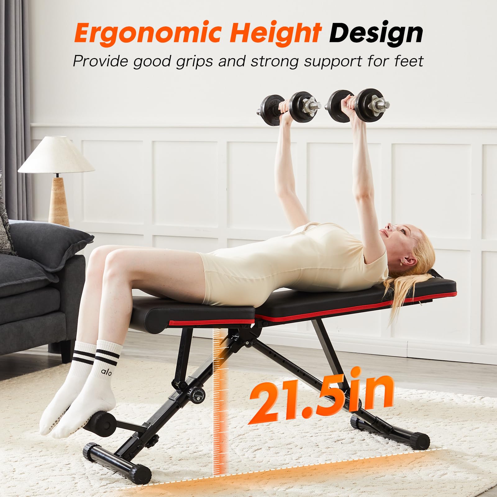 Adjustable Weight Bench for Home Gym, Foldable Workout Bench with 795LBS Capacity, Incline & Decline Multi-Position Design for Full Body Exercise