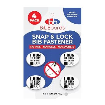 bibSNAPS Race Bib Clips - Safety Lock Fasteners - Secures Running, Marathon, Cycling and Event Number, Non Magnetic, Easy to Use, Soft & Reusable - Replacement for Pins & Magnets, I Run To Burn 4pcs