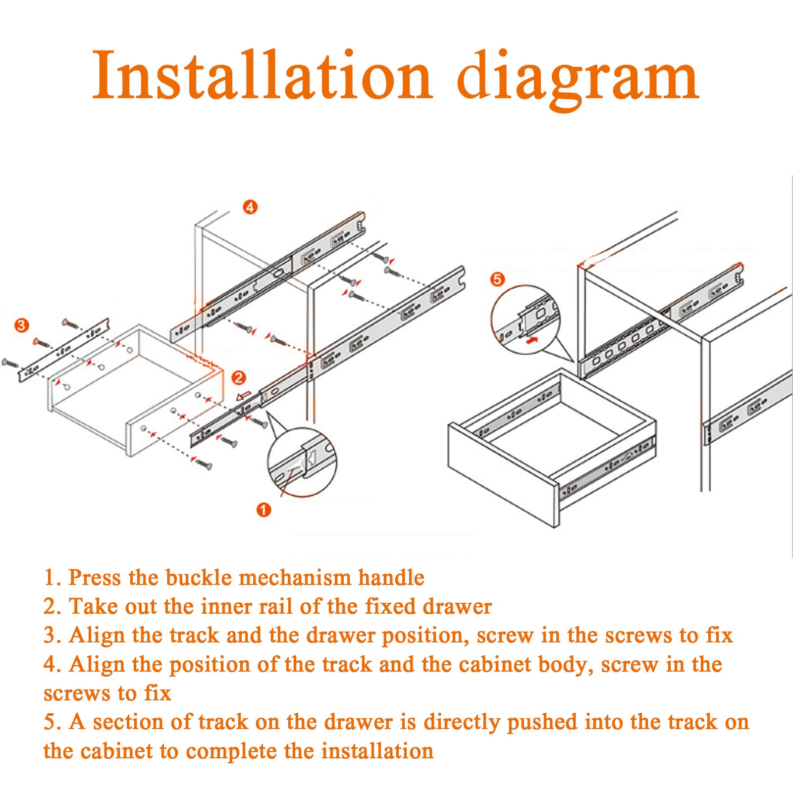 AOLISHENG 1 Par De Rieles De Extensión Completa Para Cajones 8 10 12 14