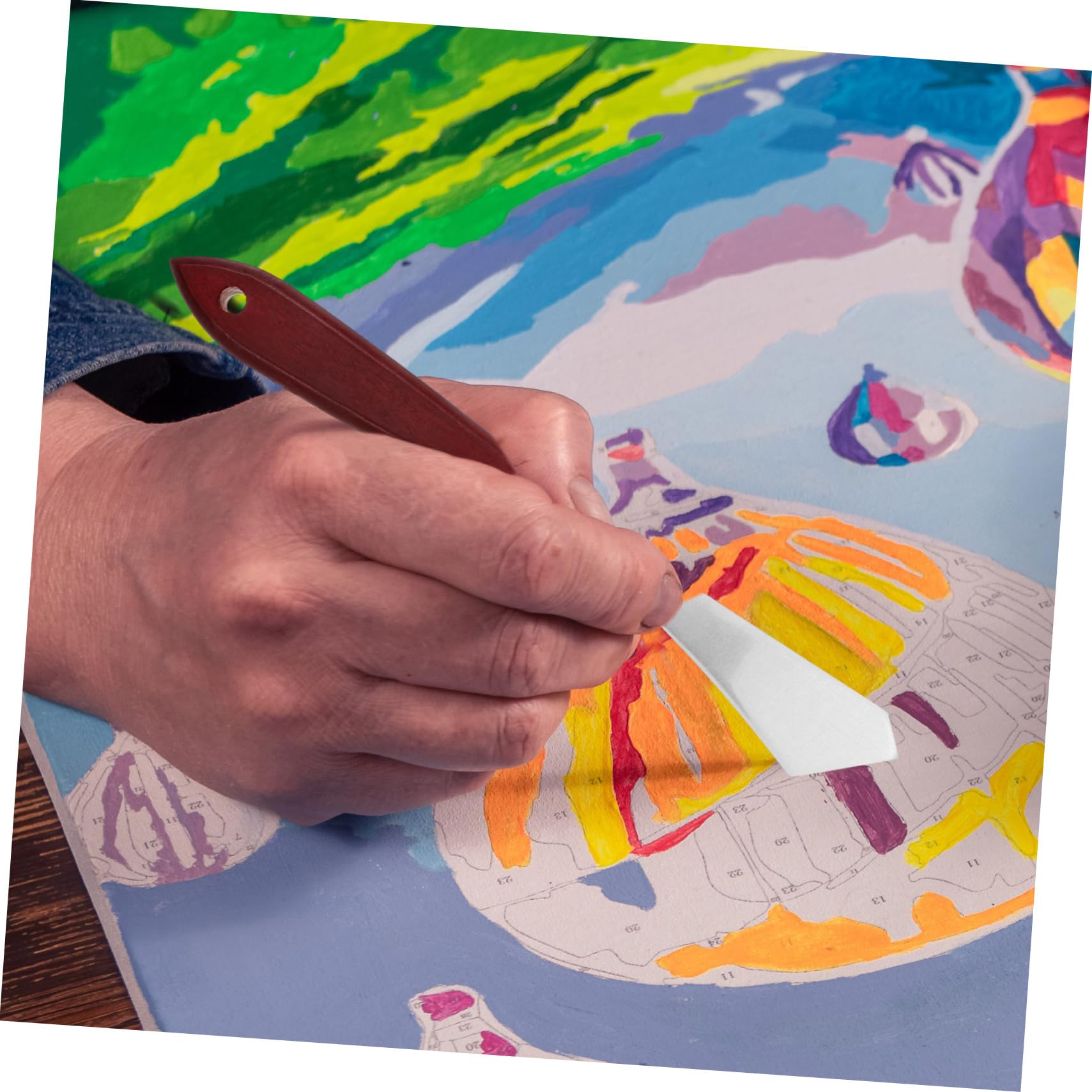 Angoily 2 Set Spatolper Pittura Con Legno Strumenti Per Arte E Miscelazione Colori Raschietti Per Pittura Ad Olio Per Insegnanti 6 Pezzi*2
