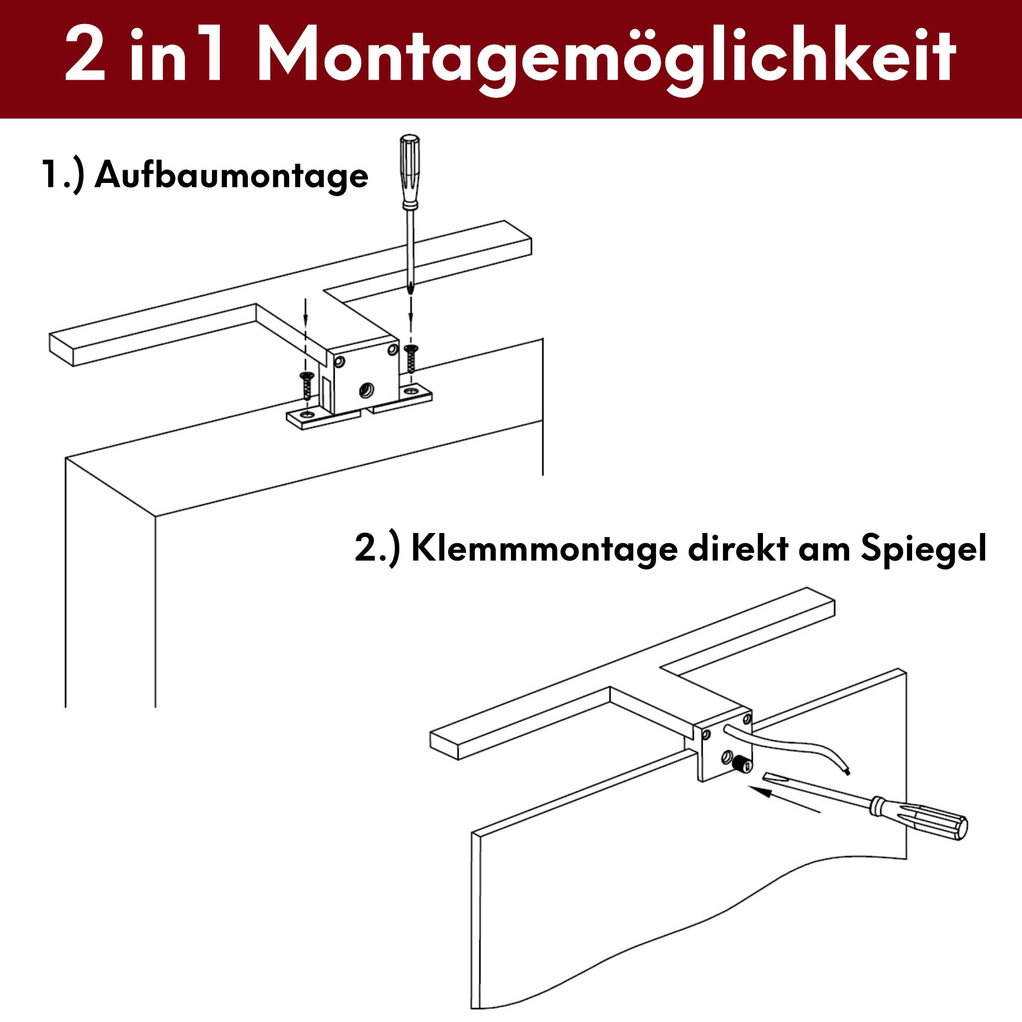 Kalb Material Für Möbel LED Badleuchte 600mm Badlampe Spiegellampe 230V Spiegelleuchte Aluminium, Lichtfarbe:neutralweiß