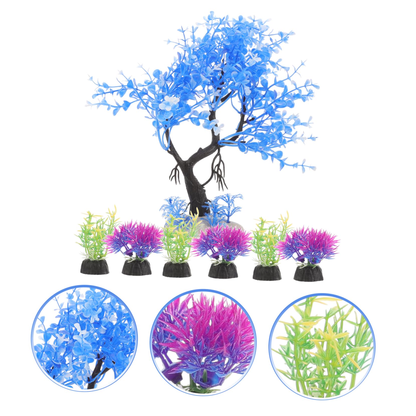 3 set Decorazione Per Acquario Con Acquatica Simulata Decorazione Per Acquario e Per Piante Acquatiche Per Accessori Per 7 pezzi*3