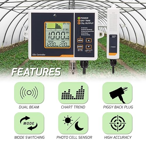 Miniatura 2 de Controlador de CO2 Controlador de dióxido de carbono con función automática de día y noche y relé Monitor de CO2 Sensor de CO2 NDIR para