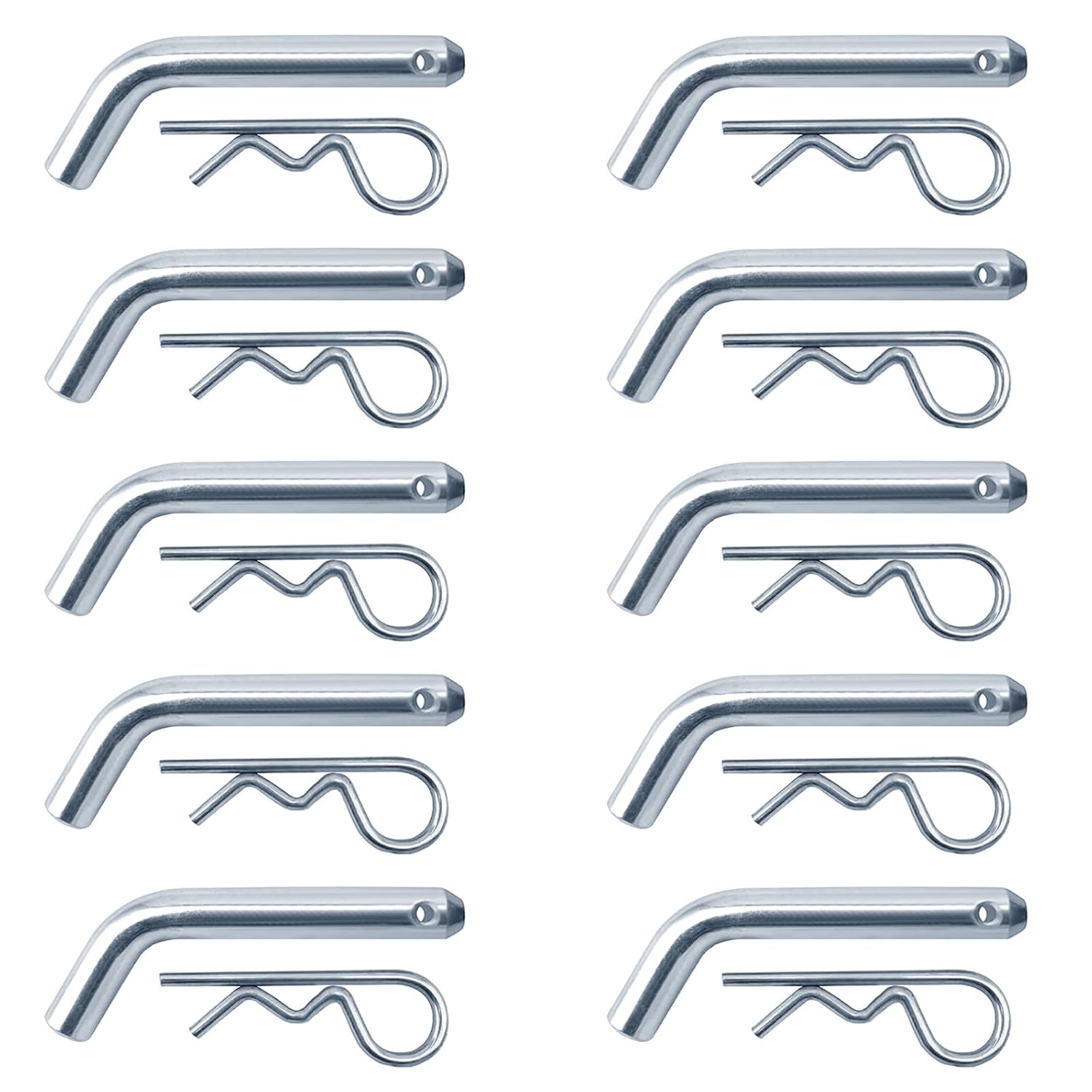 heneng 10 Pcs Heavy Duty Trailer Hitch Pins and Clips, 1/2" Diameter, Fits 1-1/4" Receivers, Electro-Galvanized Steel