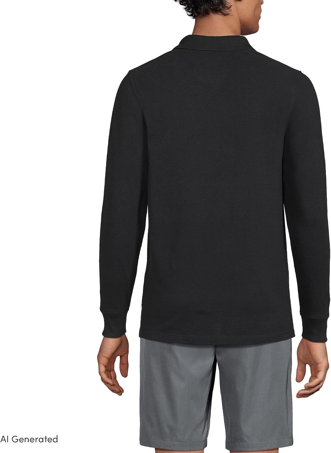 School Uniform Young Men's Long Sleeve Mesh Polo Shirt