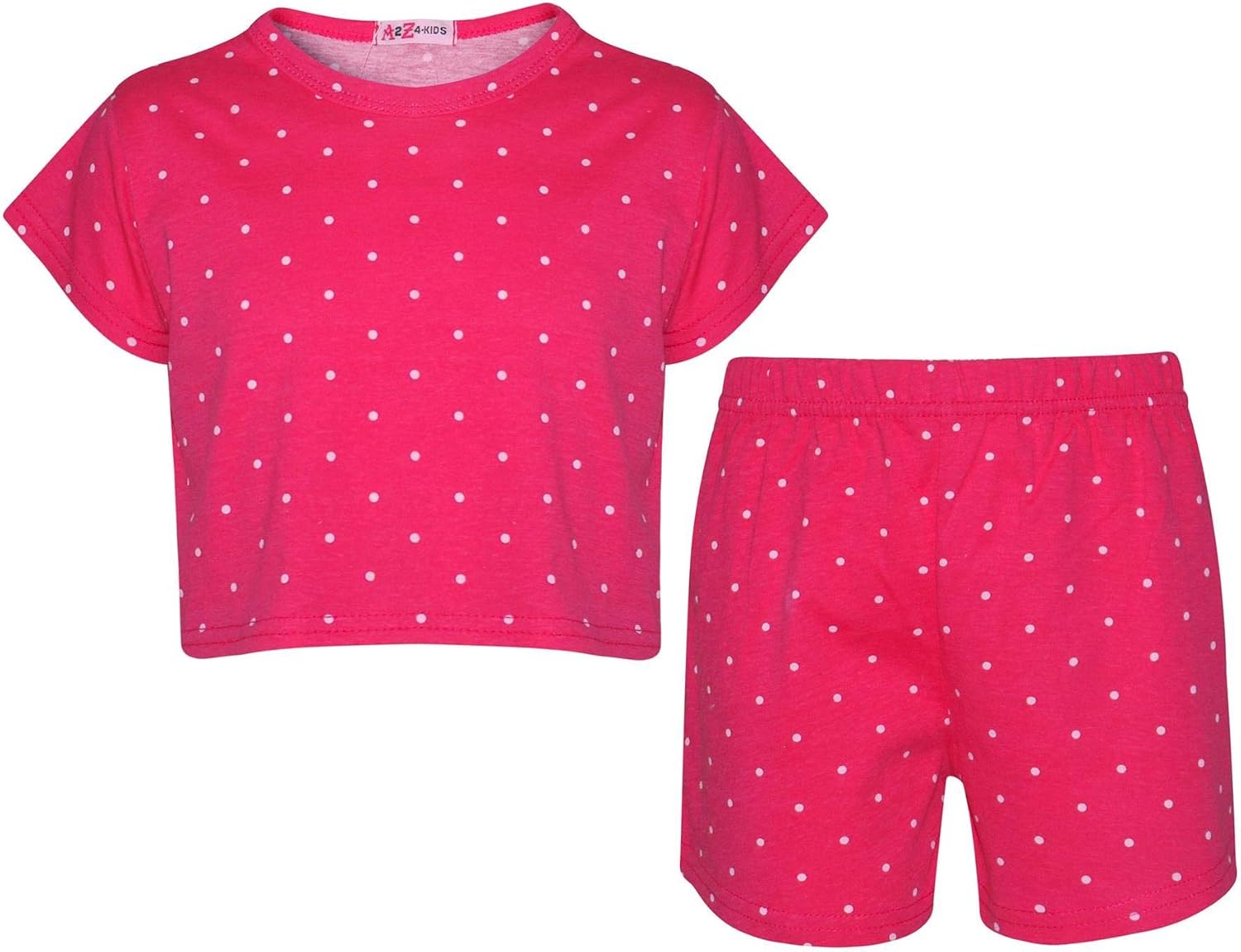 Kids Girls Crop & Shorts Polka Dot Print Fashion Top Summer Outfit Set 5-13 Year