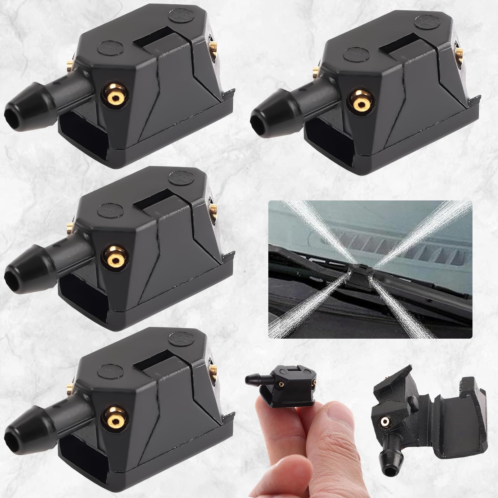 Ugello per Rondella Spruzzatore per Parabrezza per Auto Universale in Lega di Alluminio da 2 Pezzi (SILVER