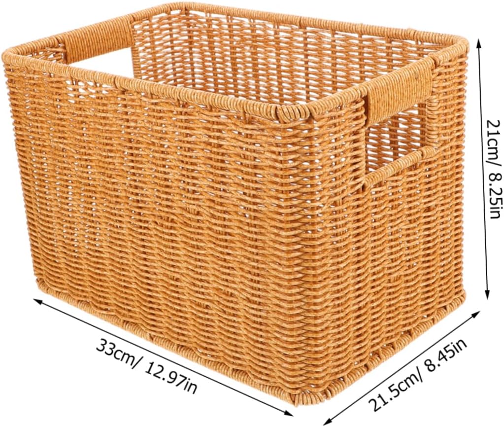 Faux Rattan Organizer Bin for Kitchen Bathroom Bedroom Versatile Storage with Smooth Edges for Effortless Organization and Natural Aesthetic Appeal