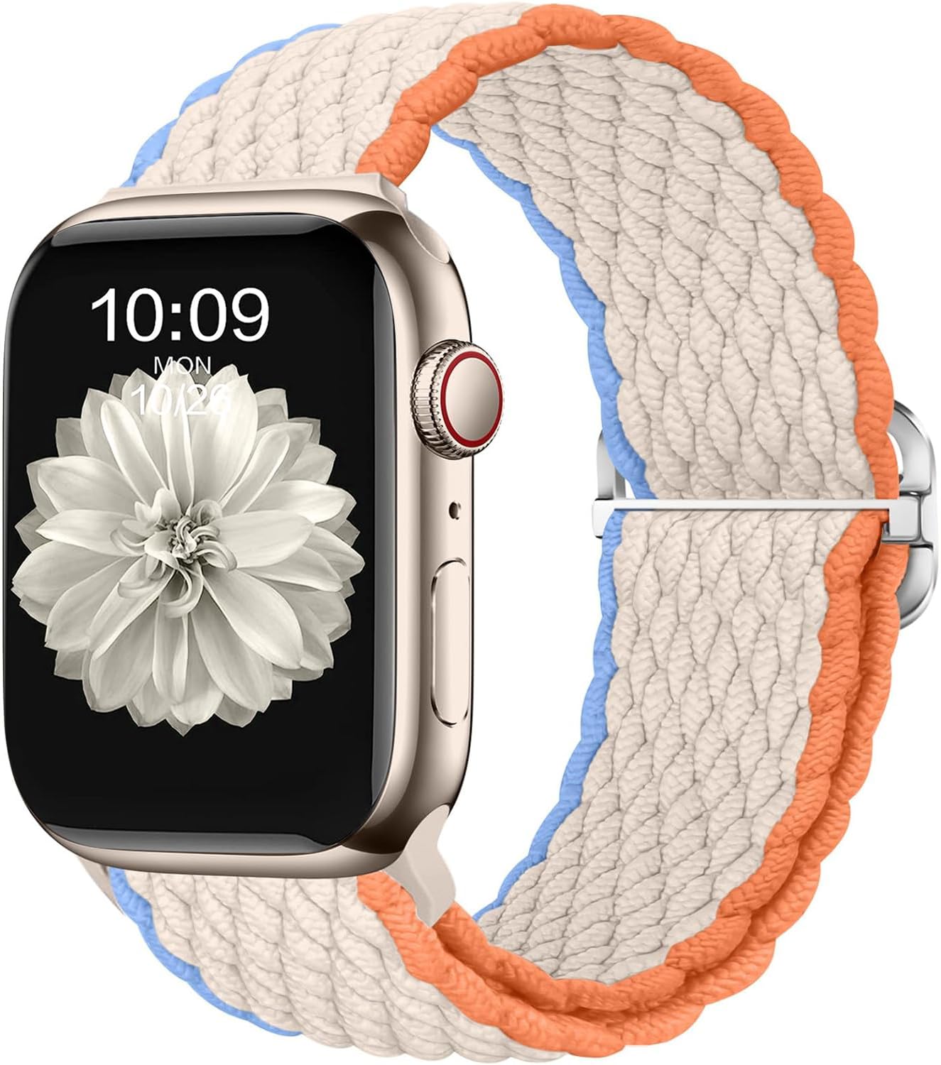 CeMiKa Braided Solo Loop Straps Compatible with Apple Watch Strap 38mm 40mm 41mm, Stretchy Straps Elastic Sport Band for Apple Watch SE/iWatch Series 9 8 7 6 5 4 3 2 1, Women Men,Cream
