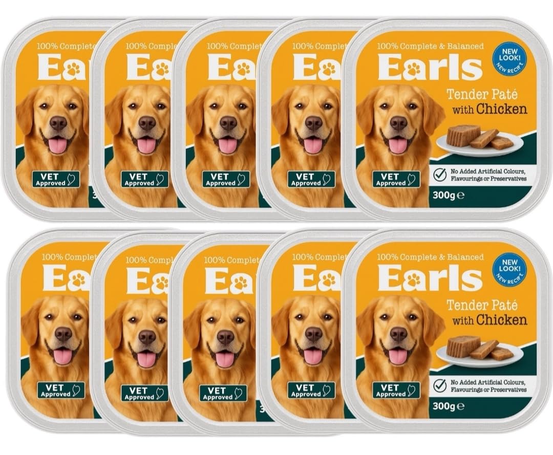 Bizzal Earls Tender Paté with Chicken, 100% Complete & Balanced Wet Dog Food, Vet Approved, No Artificial Additives, 300g Pack Of 10,