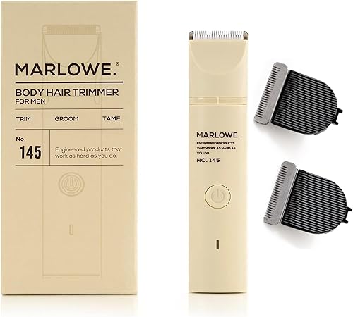 Marlowe. No.145 - Recortadora de pelo corporal para hombres, arena del desierto, peluquero personal ligero e impermeable y cuchillas de repuesto de