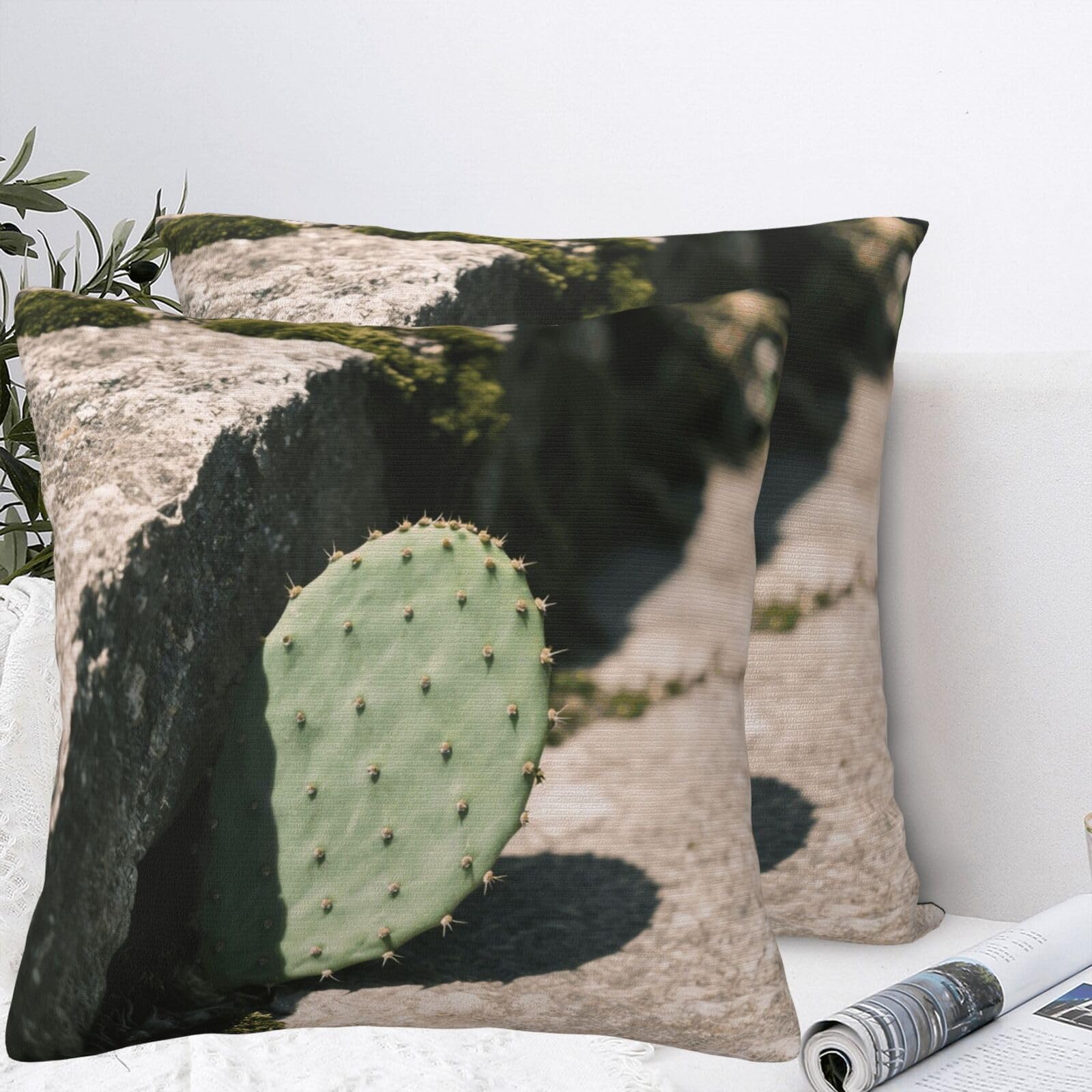 LMNGH Cactus Plush Throw Pillow Covers 22"X22",Soft Cozy Couch Cushion Covers Decorative Pillow Cases for Holiday Home Bedroom Sofa Decors
