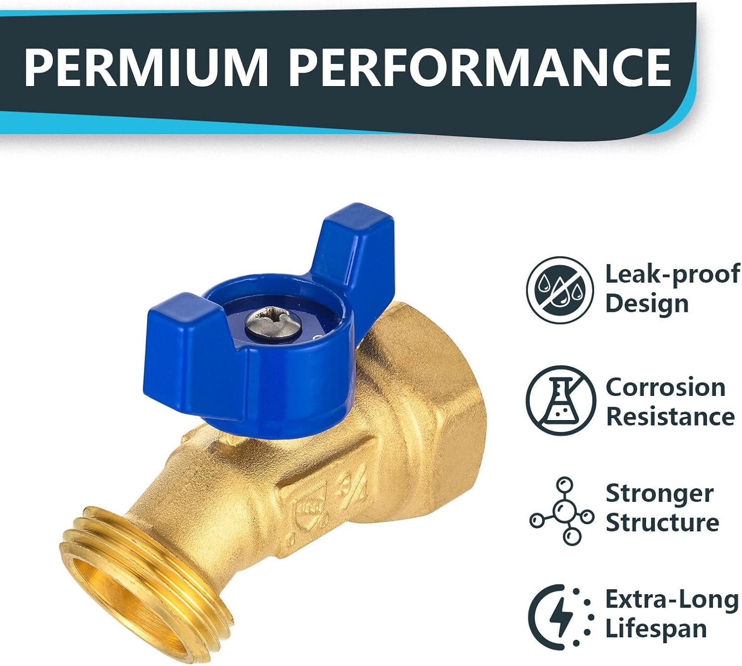 10 Pcs Hose Bibb Valve, 3/4" FIP x 3/4" Male GHT Brass Plumbing Fitting, for Garden and Outdoor Water Connection
