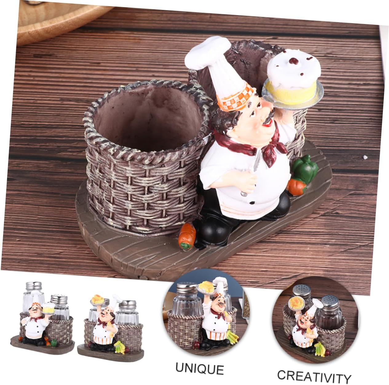 PRETYZOOM 2sets Cute Chef Bottle Holder for Kitchen Decor Functional Spice Organizer for Home Bistro and Restaurant Use