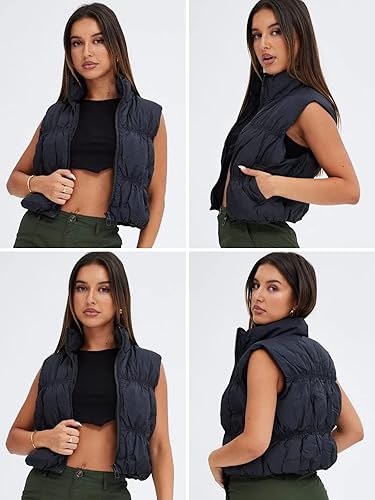 Miniatura 3 de SySea - Chaleco corto acolchado para mujer, invierno, con cremallera, ligero, sin mangas, cálido, para exteriores, abrigo acolchado