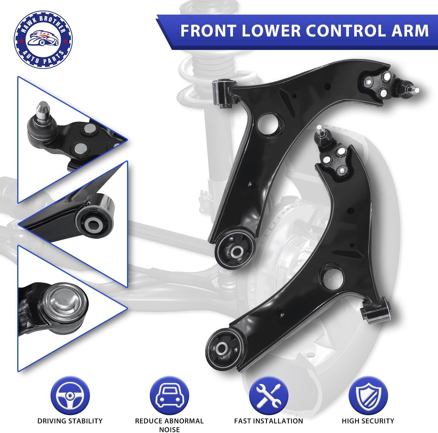Control Arm, Replacement For Front Lower Control Arm With Ball Joint Compatible With 2015-2021 KIA Sedona 3.3L - 2 Pcs Suspension Kit